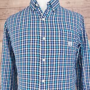 CHAPS PERFORMANCE BLUE GINGHAM CHECK BUTTON DOWN SHIRT MENS SIZE L LARGE